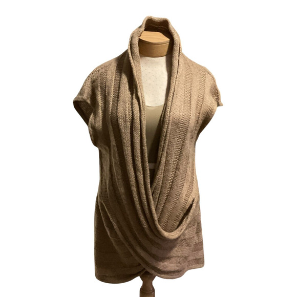 Dots 3X Brown Open Front Draped Cardigan Sweater Acrylic Plus Size Layering - Picture 1 of 12